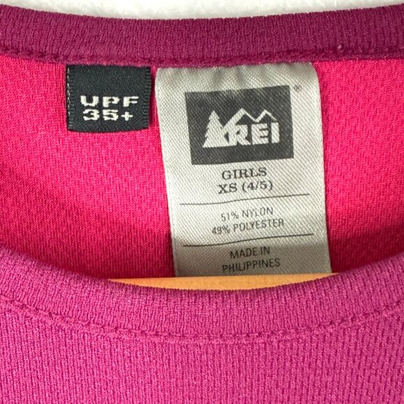 REI UPF 35+ Raglan Stretch Quick Dry Long Sleeve Shirt Girls XS 4 5 Purple - Picture 3 of 4